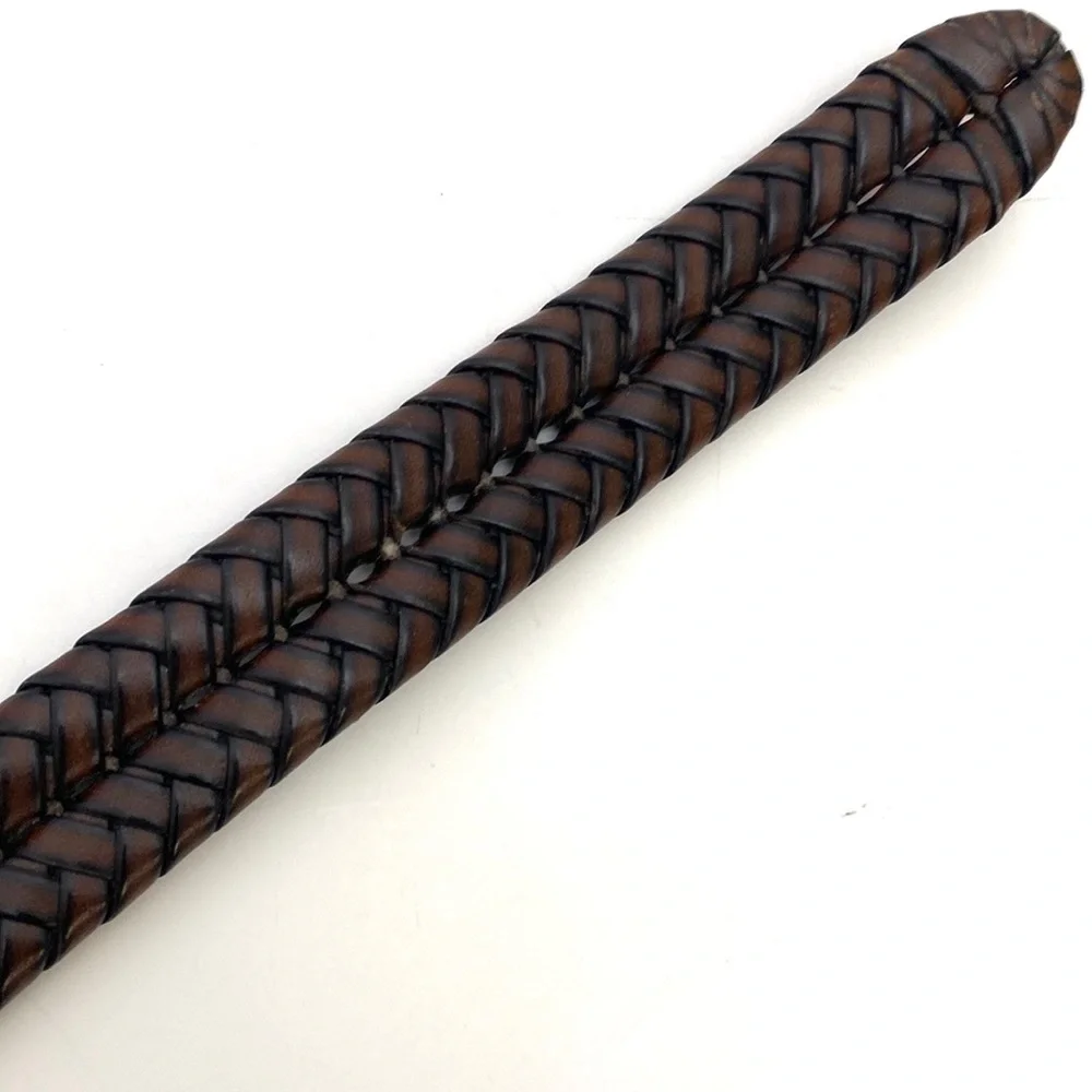 Fossil Men's Maddox Brown Leather Braided Trouser Belt